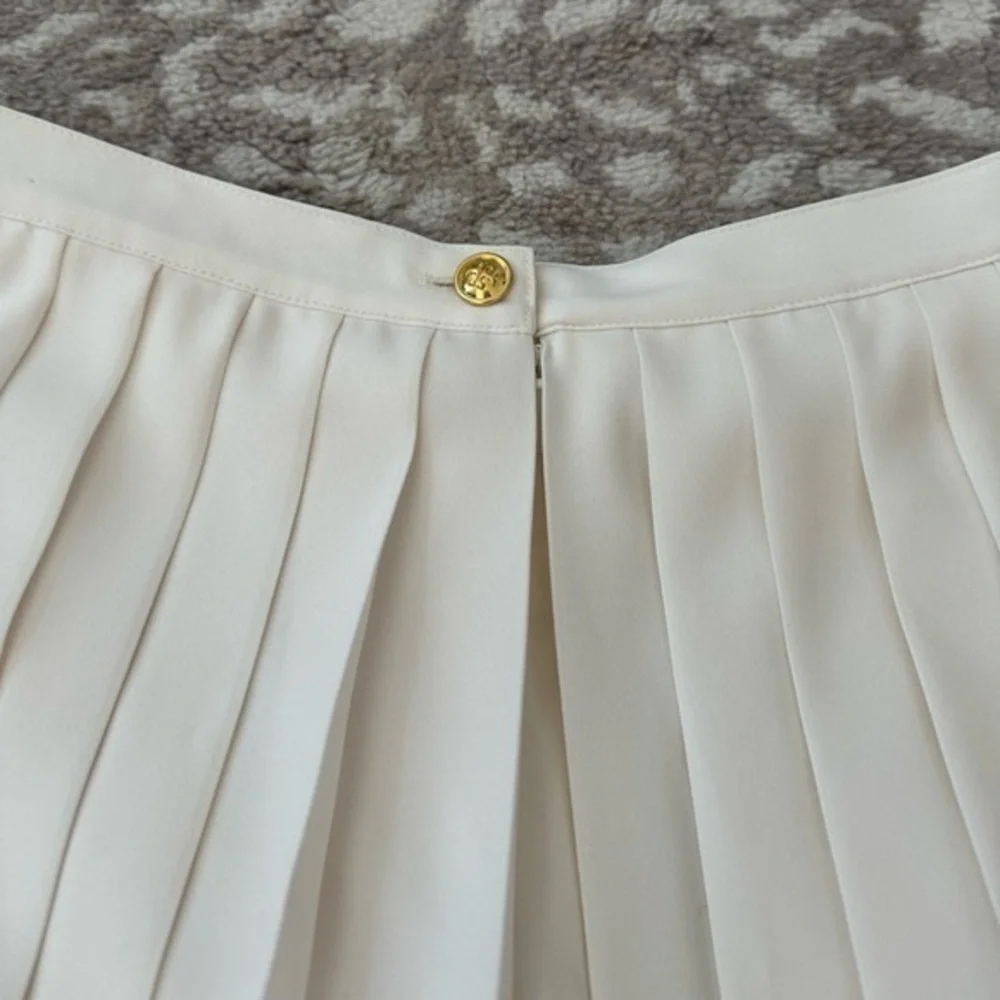 Tory Burch Faye White Ivory Pleated‎ Wide Leg Knee Length Culottes Size 6